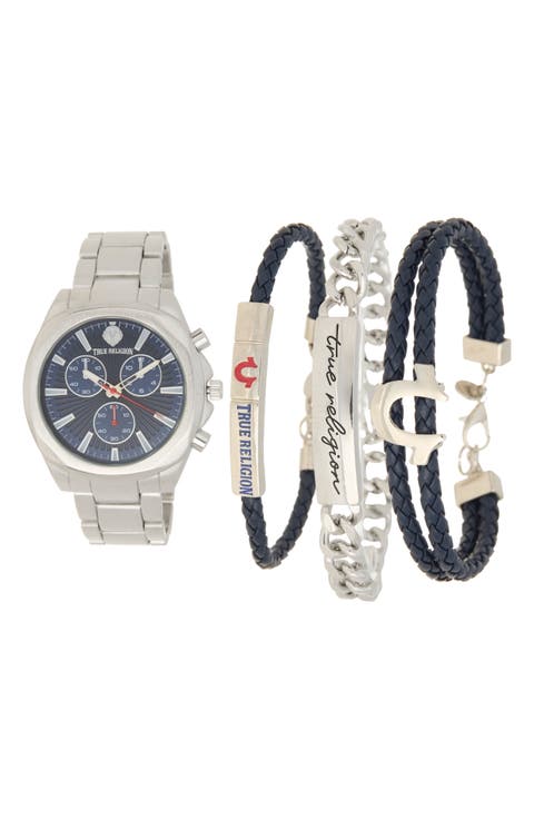 Logo Chronograph Watch & Bracelets Set, 44mm