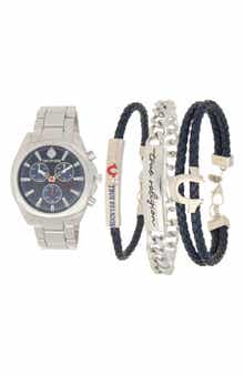 True Religion Logo Chronograph Watch & Bracelets Set, 44mm