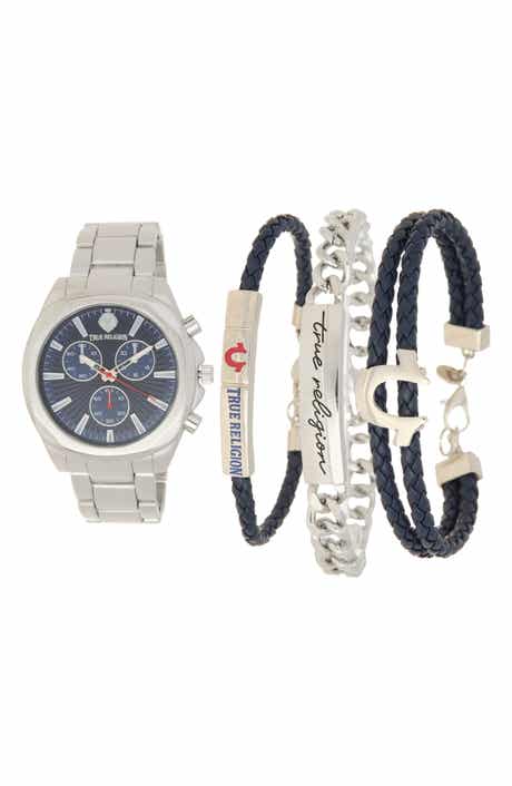 True Religion Logo Chronograph Watch & Bracelets Set, 44mm