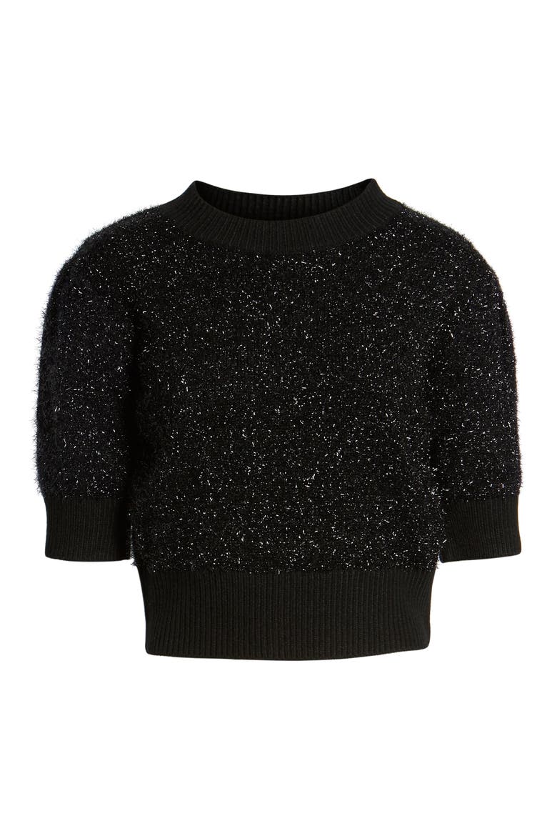 Sparkle Crop Sweater, Alternate, color, BLACK