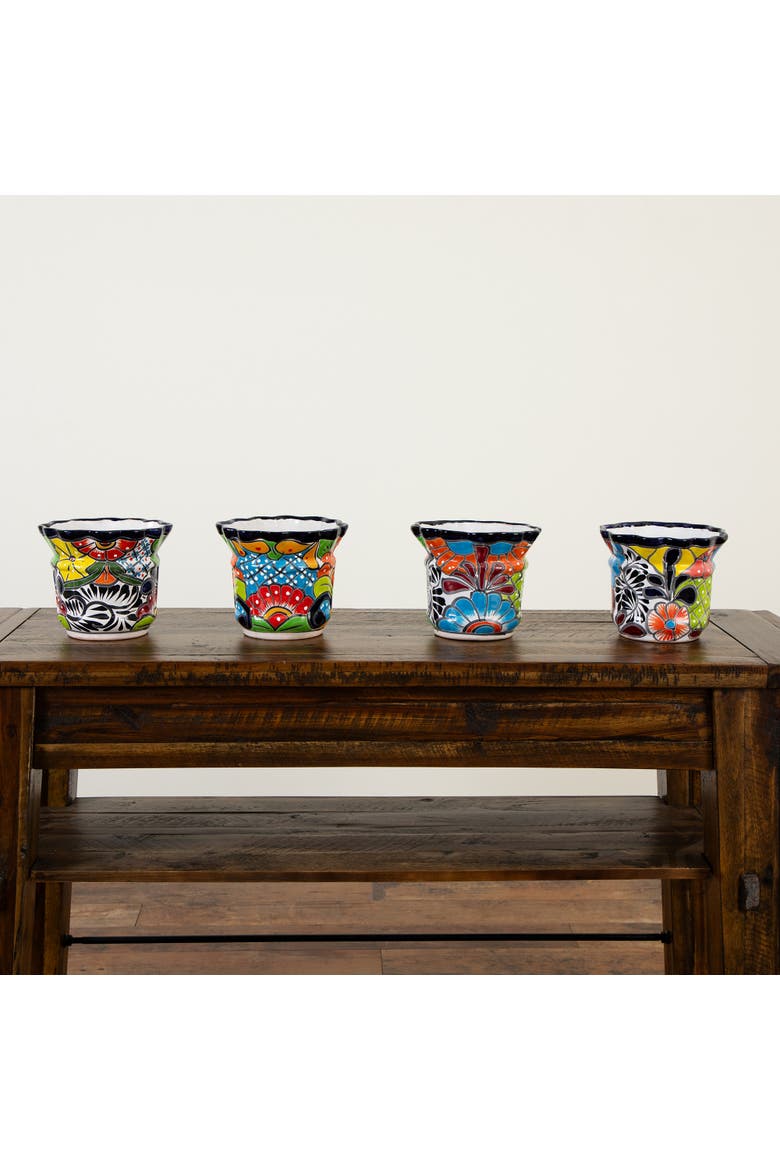 7-in x 8-in Handmade Mexican Talavera Ceramic Planter, Alternate, color, Multicolor