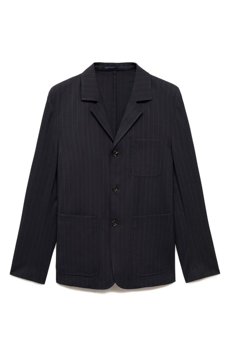 MANGO Slim Fit Pinstripe Sport Coat, Main, color, Dark Navy