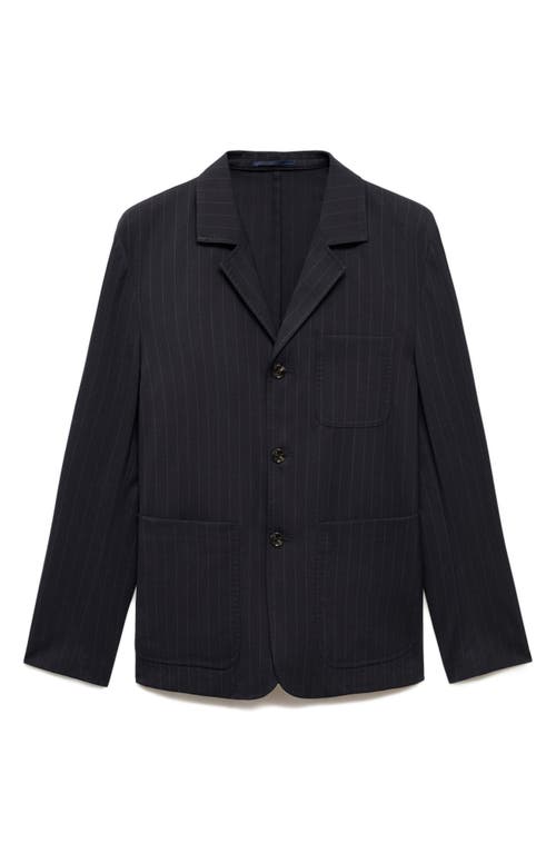 Mango Slim Fit Pinstripe Sport Coat In Dark Navy