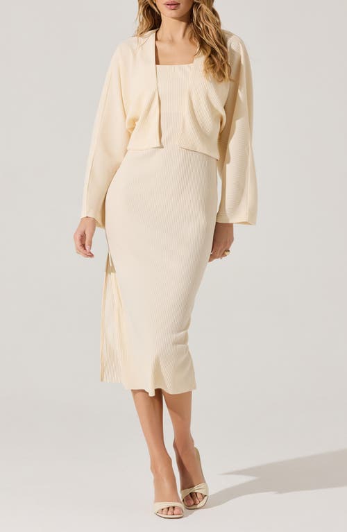 ASTR ASTR THE LABEL LONG SLEEVE SHRUG & RIBBED SWEATER DRESS SET