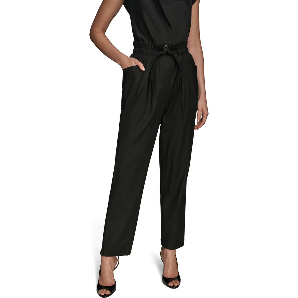 Donna Karan New York Paperbag Waist Drawstring Pants In Black