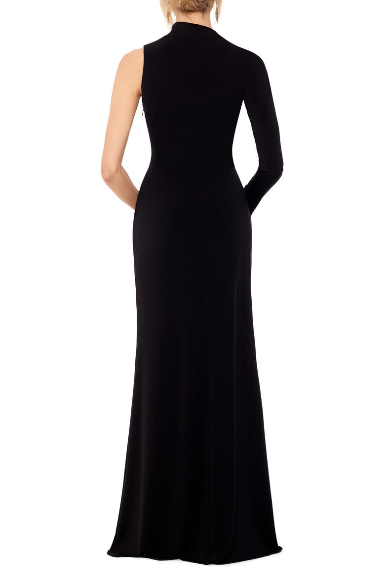 Asymmetric Single Long Sleeve Gown, Alternate, color, BLACK