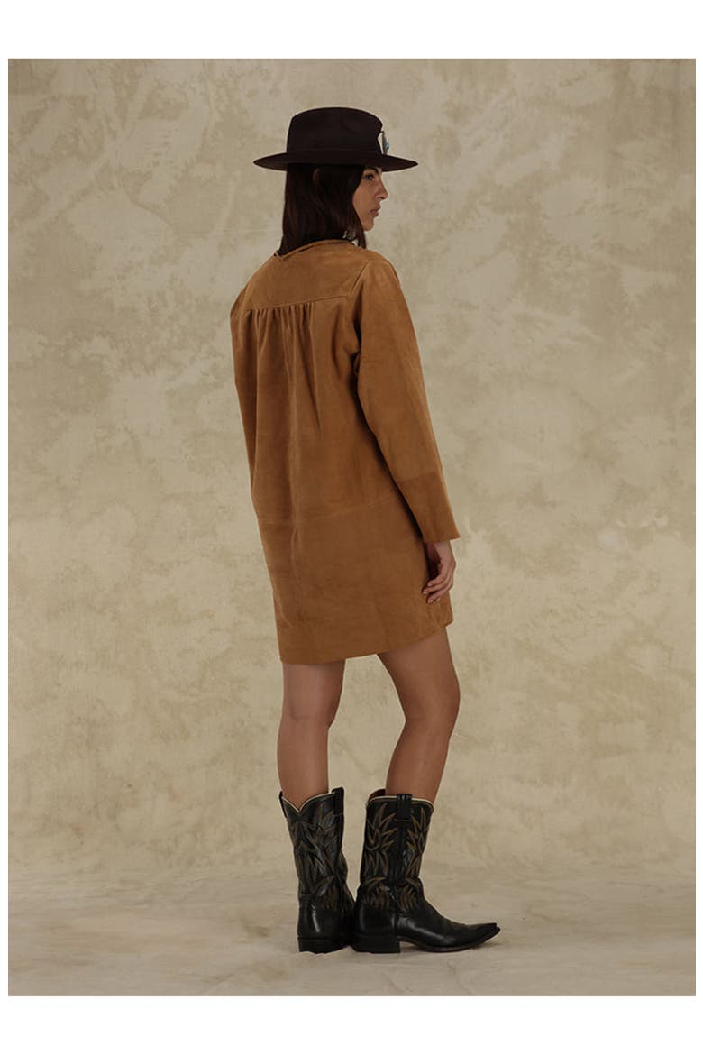 Chamois Leather Short Dress, Alternate, color, Camel
