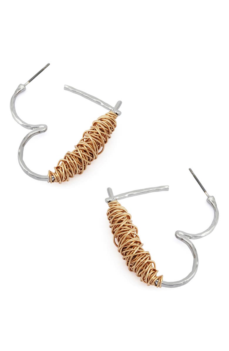 Robert Lee Morris Wire Heart Earrings, Alternate, color, Two Tone