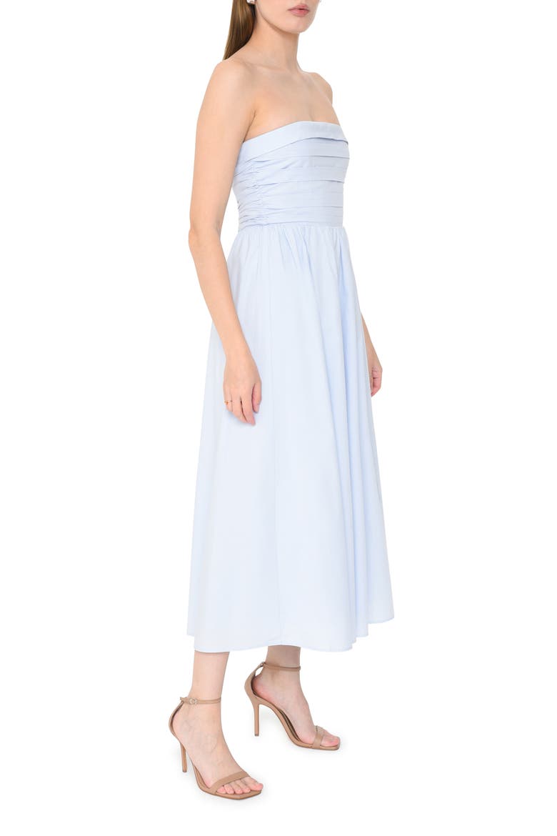 x Styled by COCO! Sammie Pleat Strapless Stretch Cotton Sundress, Alternate, color, BABY BLUE