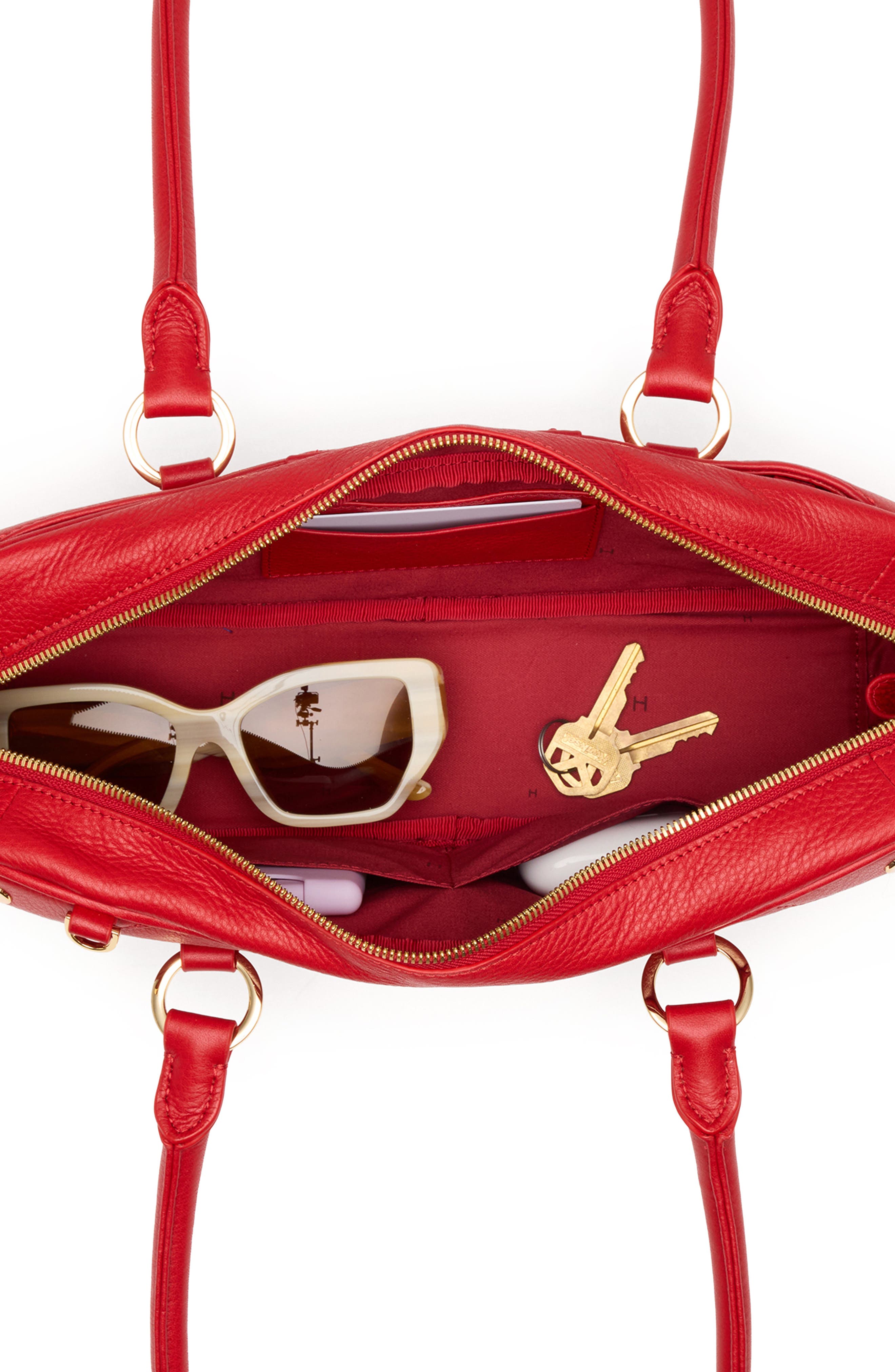 HAMMITT Small Meredith Leather Shoulder Bag, Alternate, color, Chili Red/ Gold