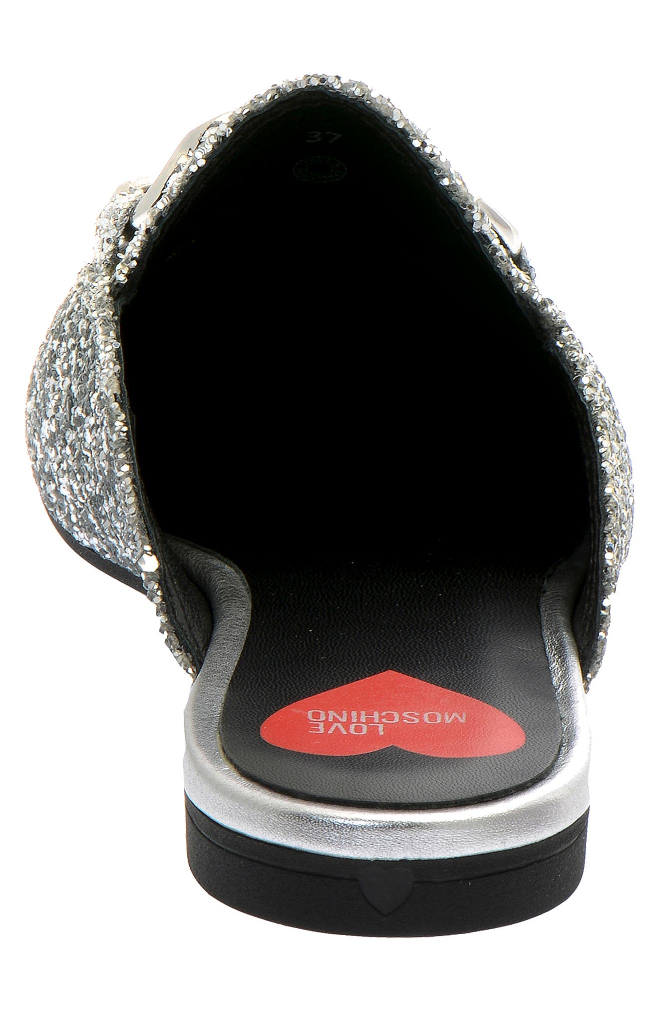 Love Moschino Metallic Glitter Slip-On Mule, Alternate, color, 