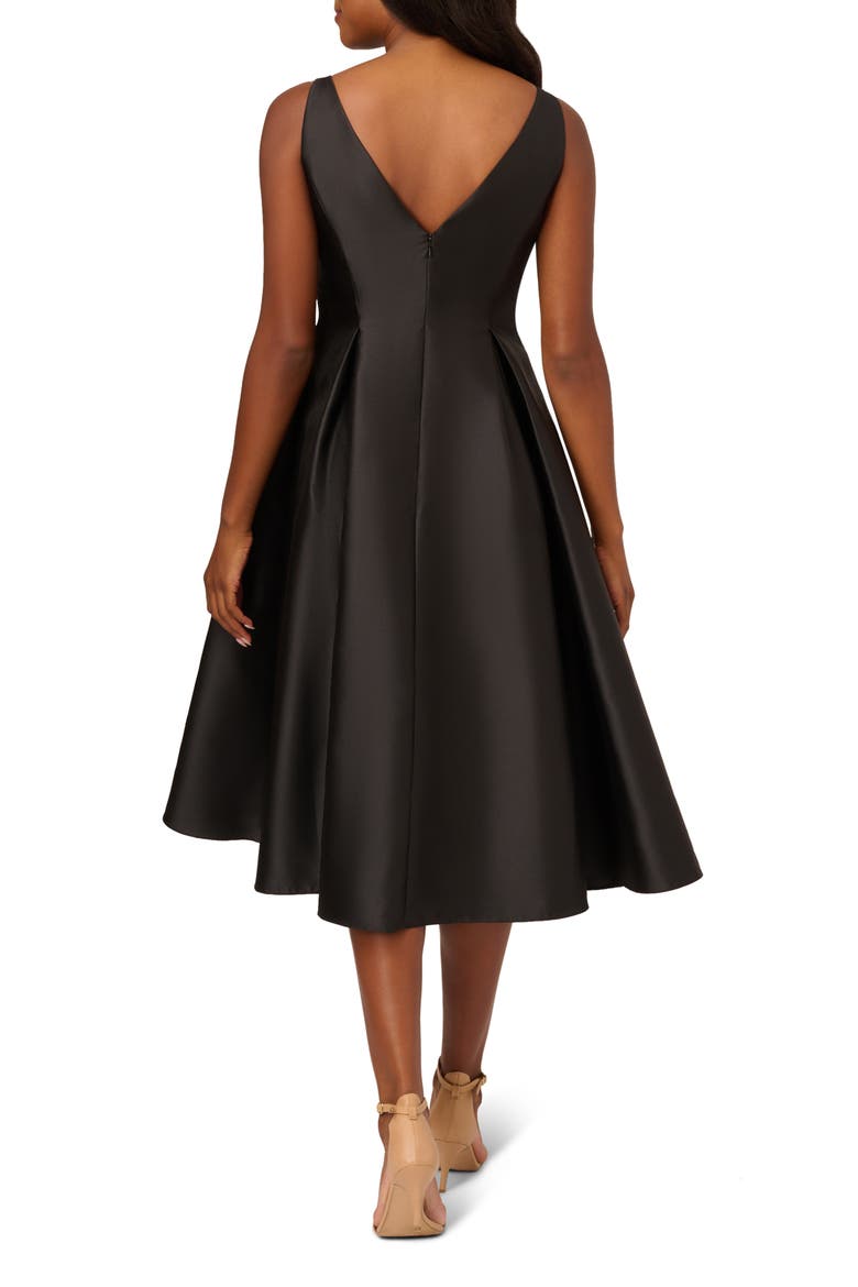 Sleeveless Mikado Fit & Flare Midi Dress, Alternate, color, BLACK