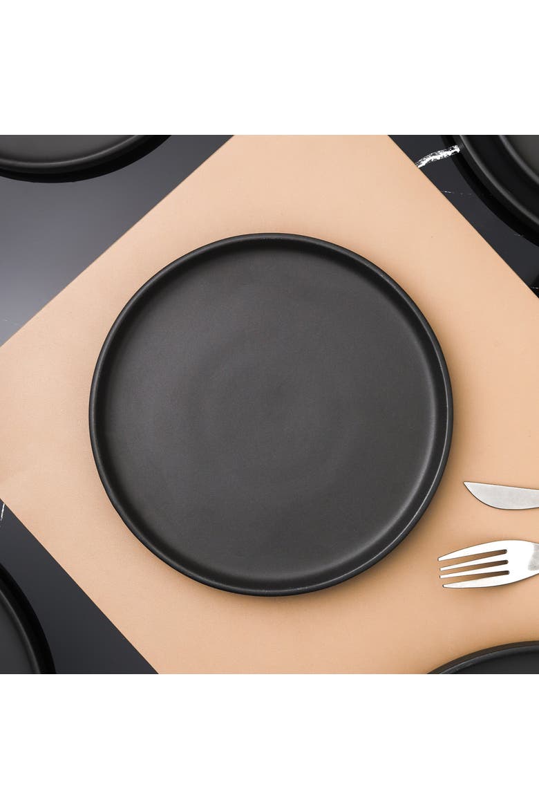 Celina Stoneware 4-Piece Dinner Plate Set, Main, color, Black