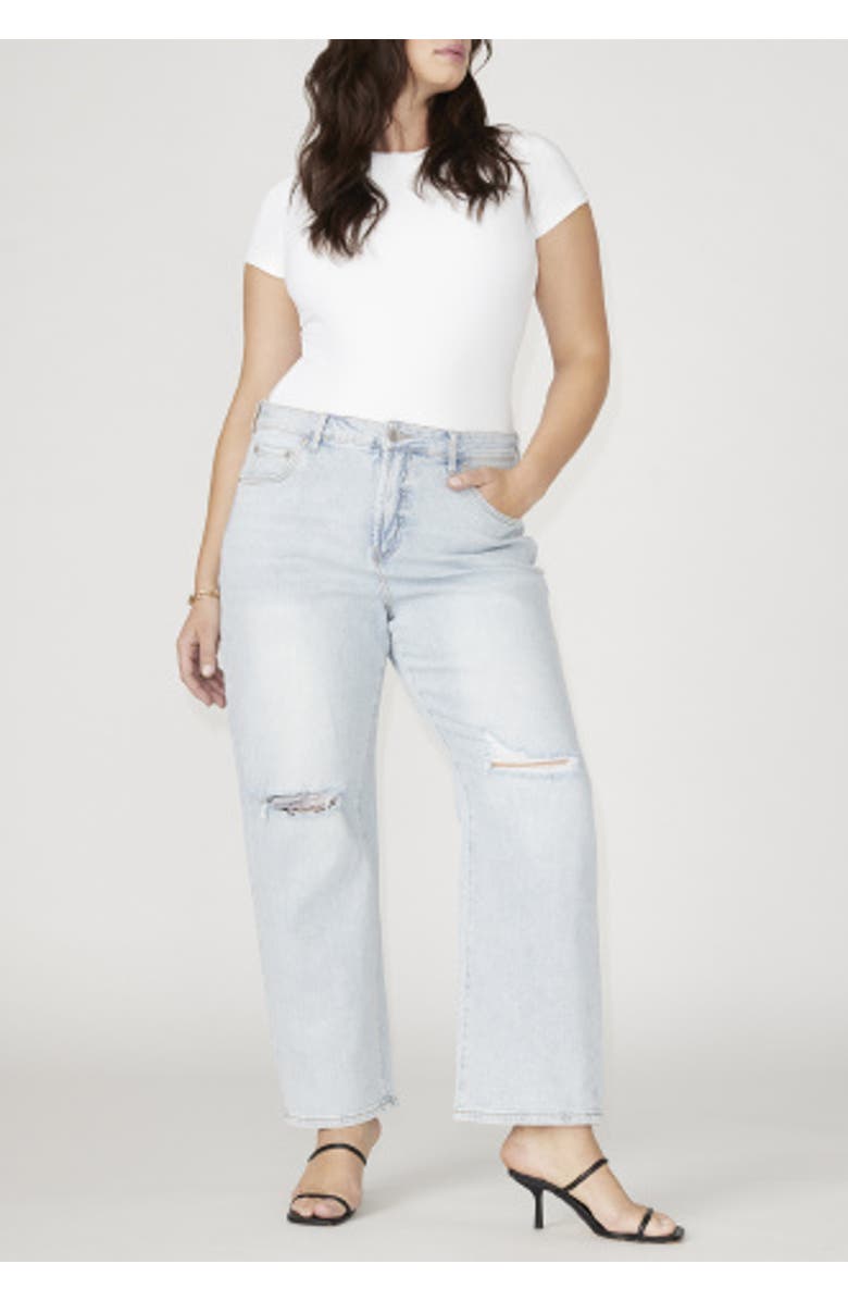 ELOQUII The Naomi Comfort Stretch Straight Leg Jean, Alternate, color, Light Wash