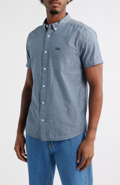 That'll Do Slim Fit Solid Short Sleeve Cotton Button-Down Shirt