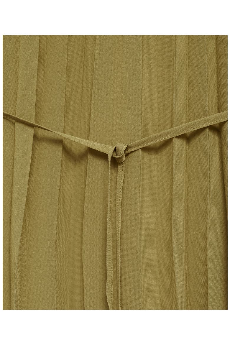 Pleated Long Sleeve Belted Dress, Alternate, color, OLIVE GREEN
