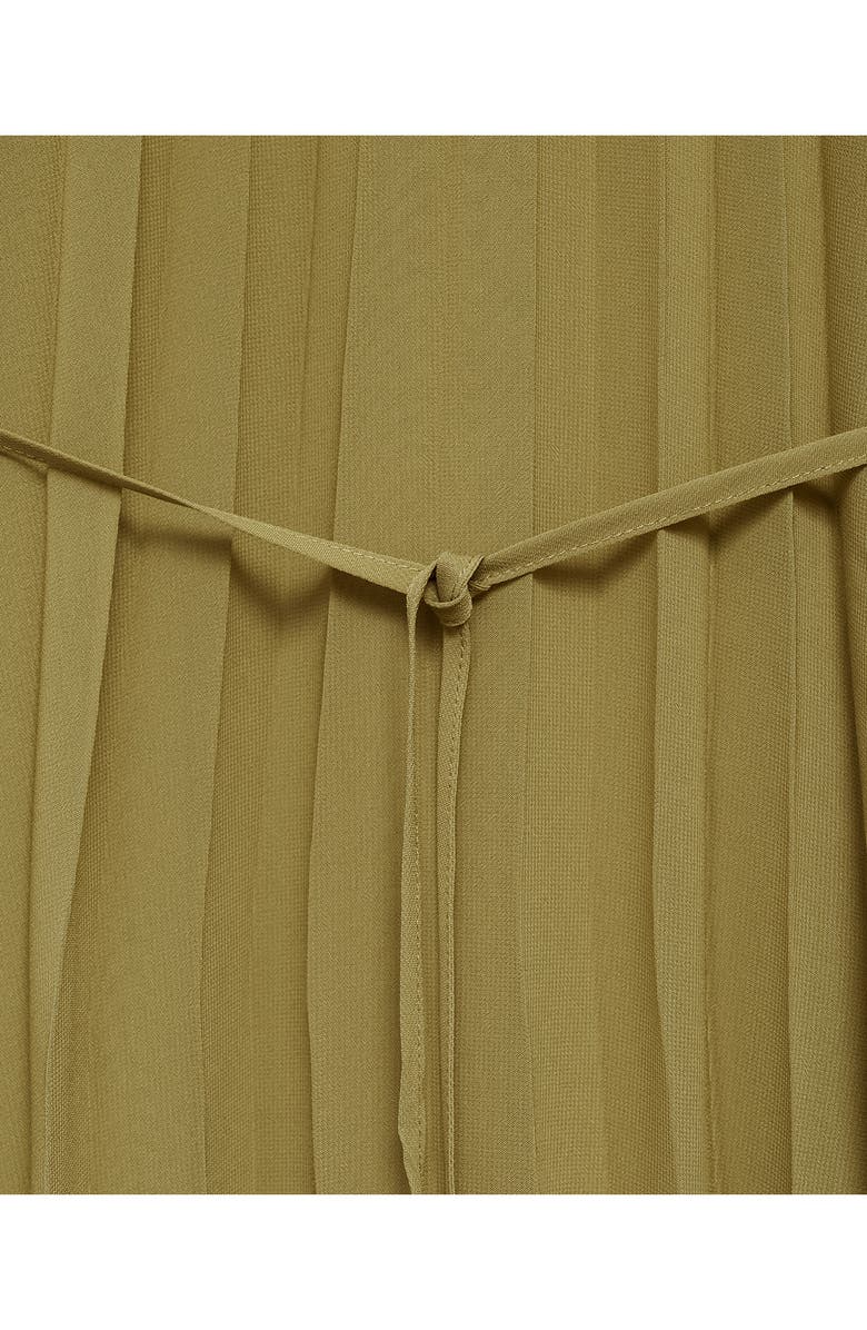 MANGO Pleated Long Sleeve Belted Dress, Alternate, color, 