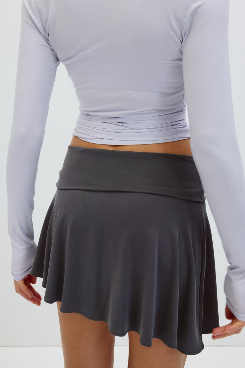 Foldover-waist Asymmetric Yoga Skirt, Alternate, color, Dark gray