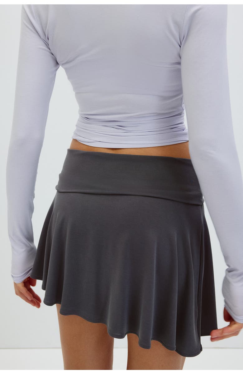 H&M Foldover-waist Asymmetric Yoga Skirt, Alternate, color, Dark Gray