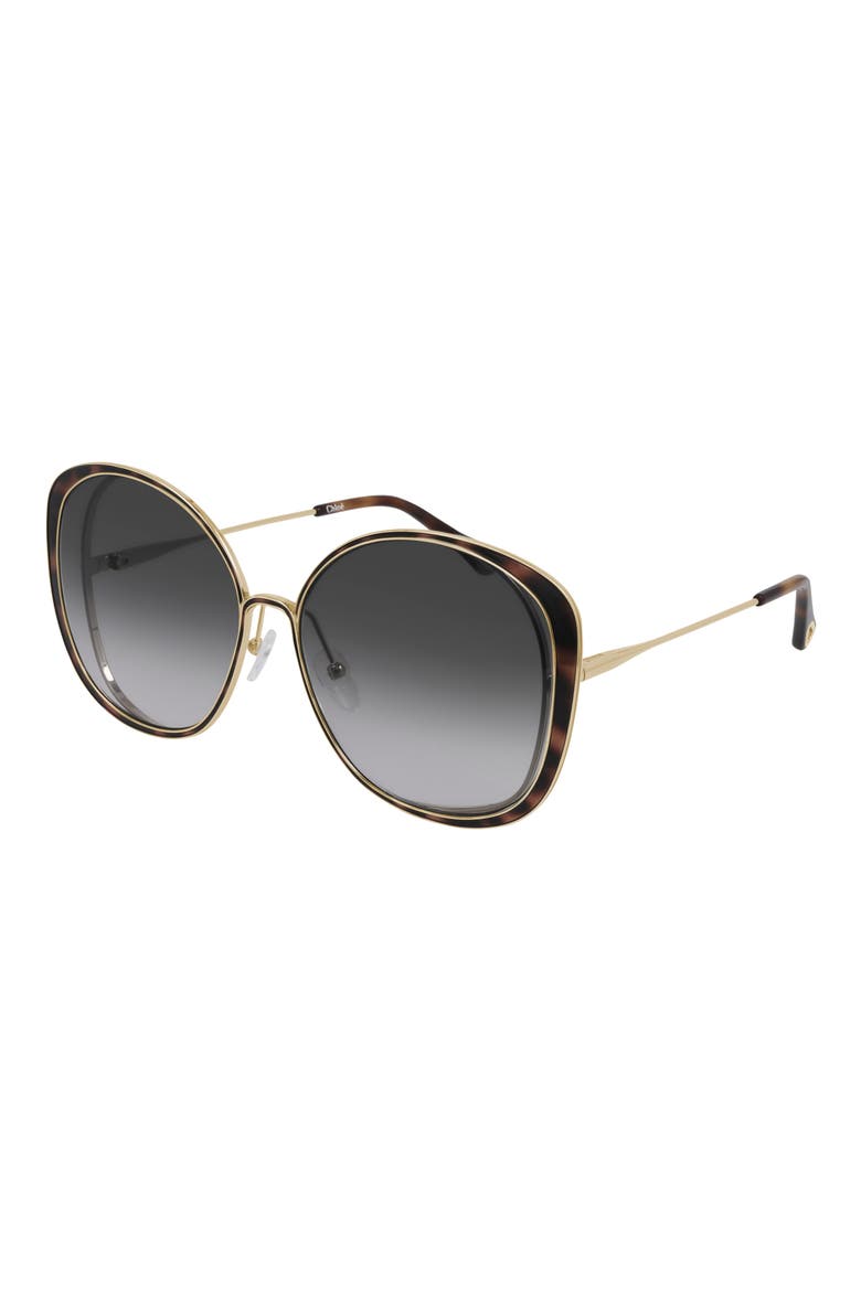 63mm Gradient Oversize Round Sunglasses, Main, color, GOLD/ GREY GRADIENT