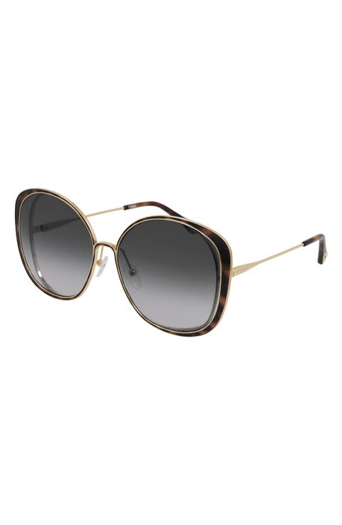 63mm Gradient Oversize Round Sunglasses