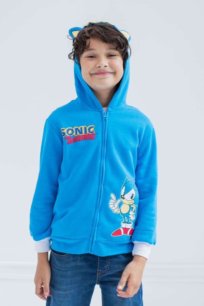 Sonic the Hedgehog Cosplay Zip-Up Hoodie, Alternate, color, Blue Sonic