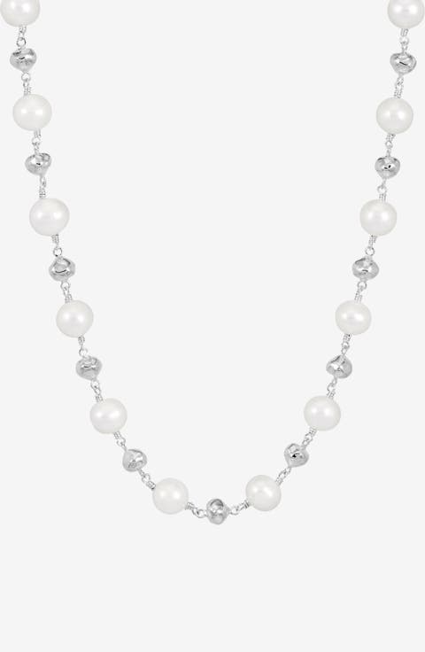 Nugget & White Freshwater Pearl Necklace
