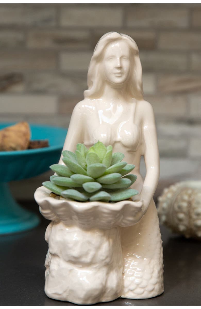 FLORA BUNDA White Faux Mermaid Succulent Planter, Alternate, color, 