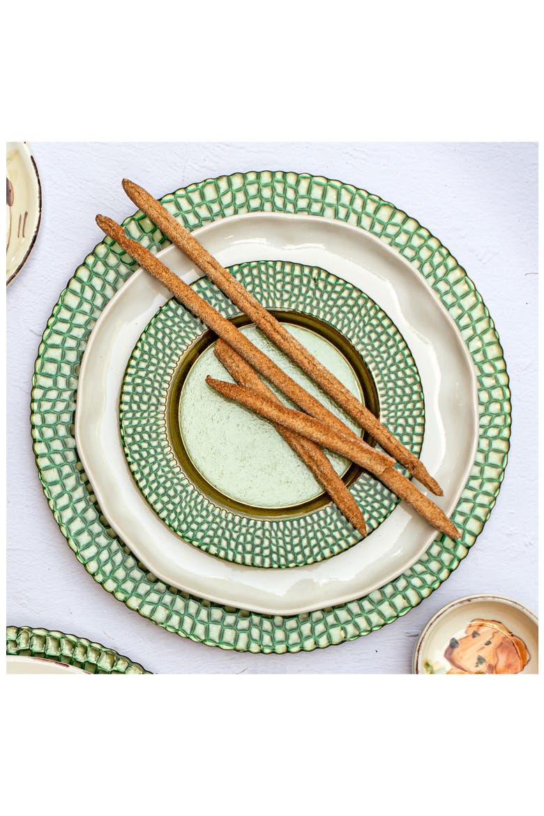 Pelli Glass Green Salad Plate, Alternate, color, GREEN
