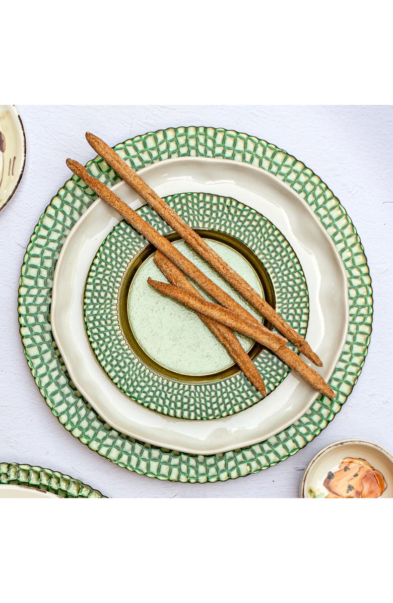 VIETRI Pelli Glass Green Salad Plate, Alternate, color, Green