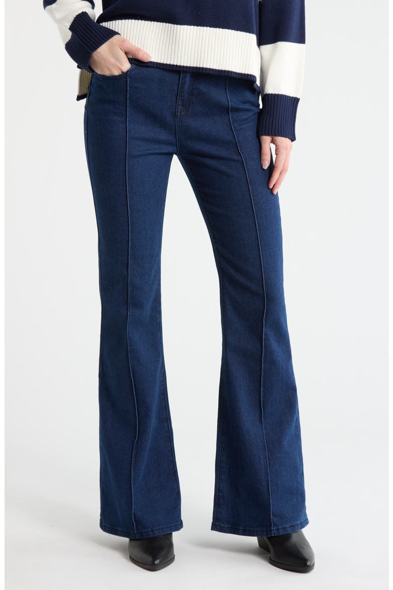 Pintuck Bootcut Jeans, Main, color, DARK WASH
