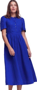 Boden Ivy Short Sleeve Linen Midi Dress