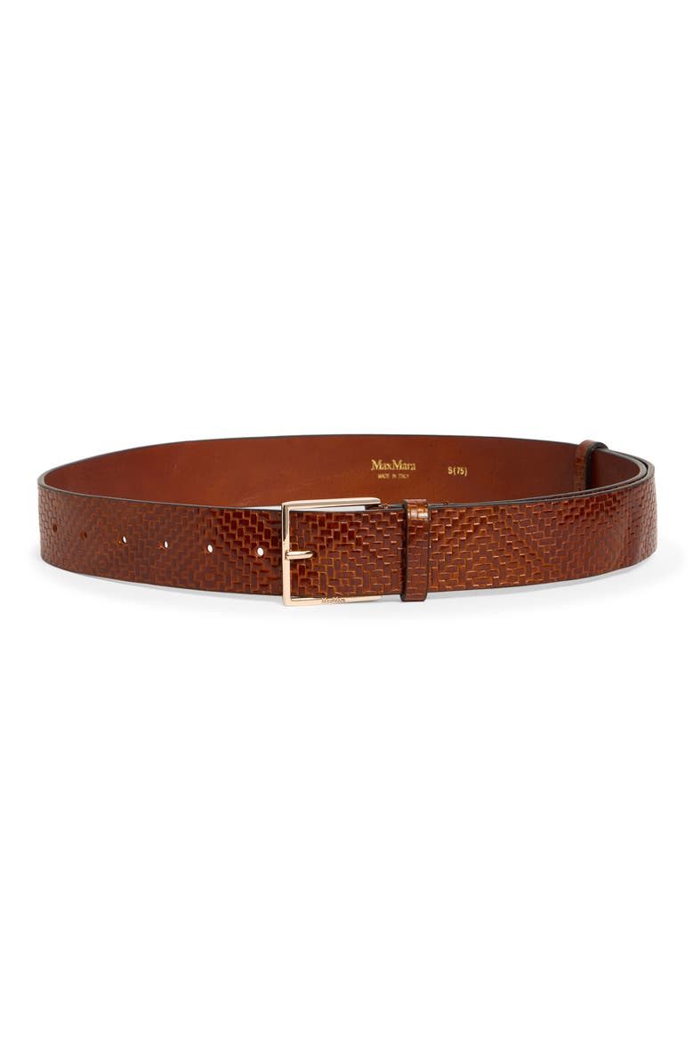 Mxatrine Leather Belt, Main, color, TOBACCO
