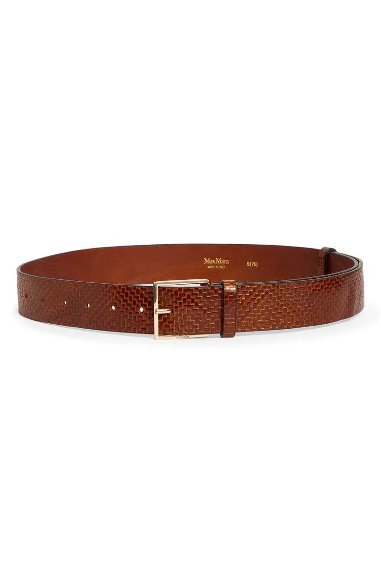 Max Mara Mxatrine Leather Belt, Main, color, Tobacco