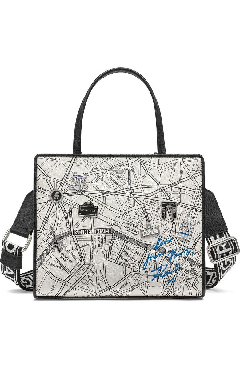 KARL LAGERFELD PARIS Maybelle Satchel, Main, color, True White Multi