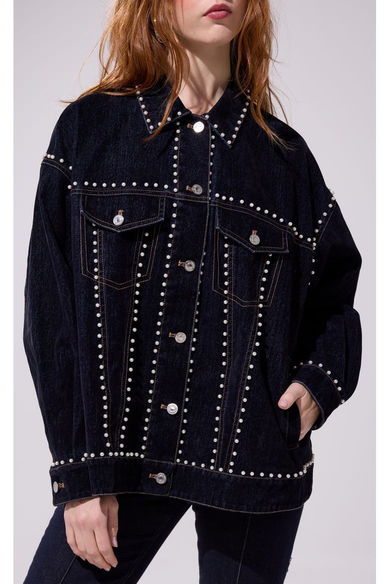 Micah Embellished Jacket, Main, color, DENIM