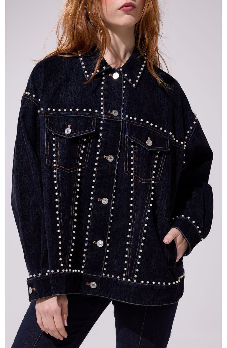 AZALEA WANG Micah Embellished Jacket, Main, color, Denim