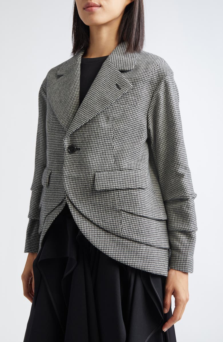 Noir Kei Ninomiya Houndstooth Wool Blend Tweed Blazer, Alternate, color, Black X White