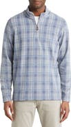 Johnston & Murphy Plaid Print Fleece Quarter Zip Pullover
