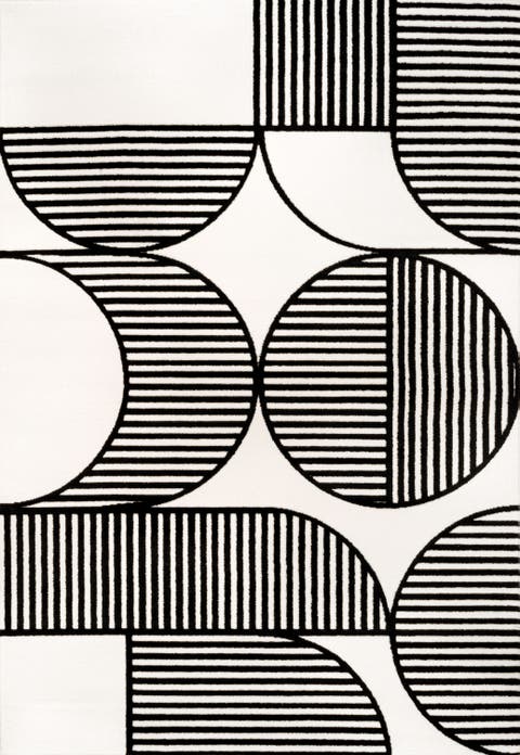 Nordby High-Low Geometric Arch Scandi Striped Indoor/Outdoor Area Rug