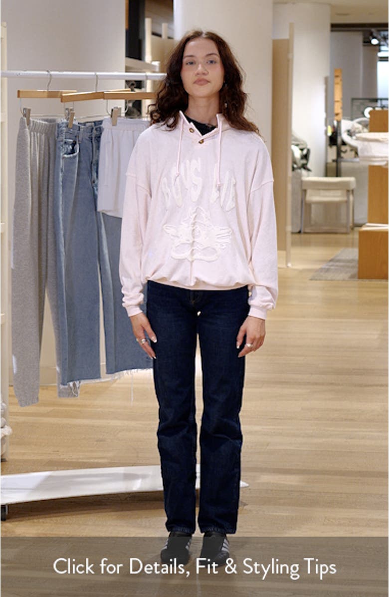 In Denial Logo Appliqué Henley Sweatshirt, sales video thumbnail