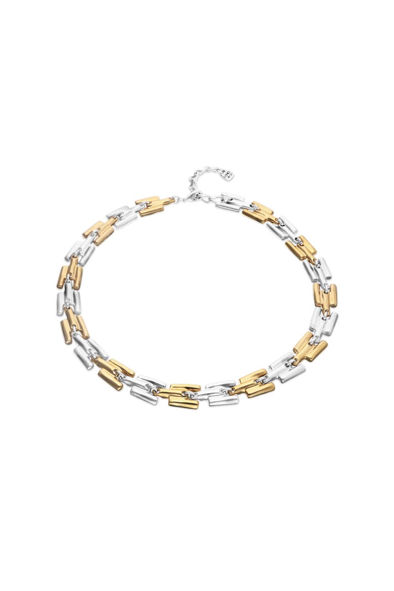 Necklace Plated In Half Sterling Silver Half 18K Gold With Links, Alternate, color, Silver and Gold