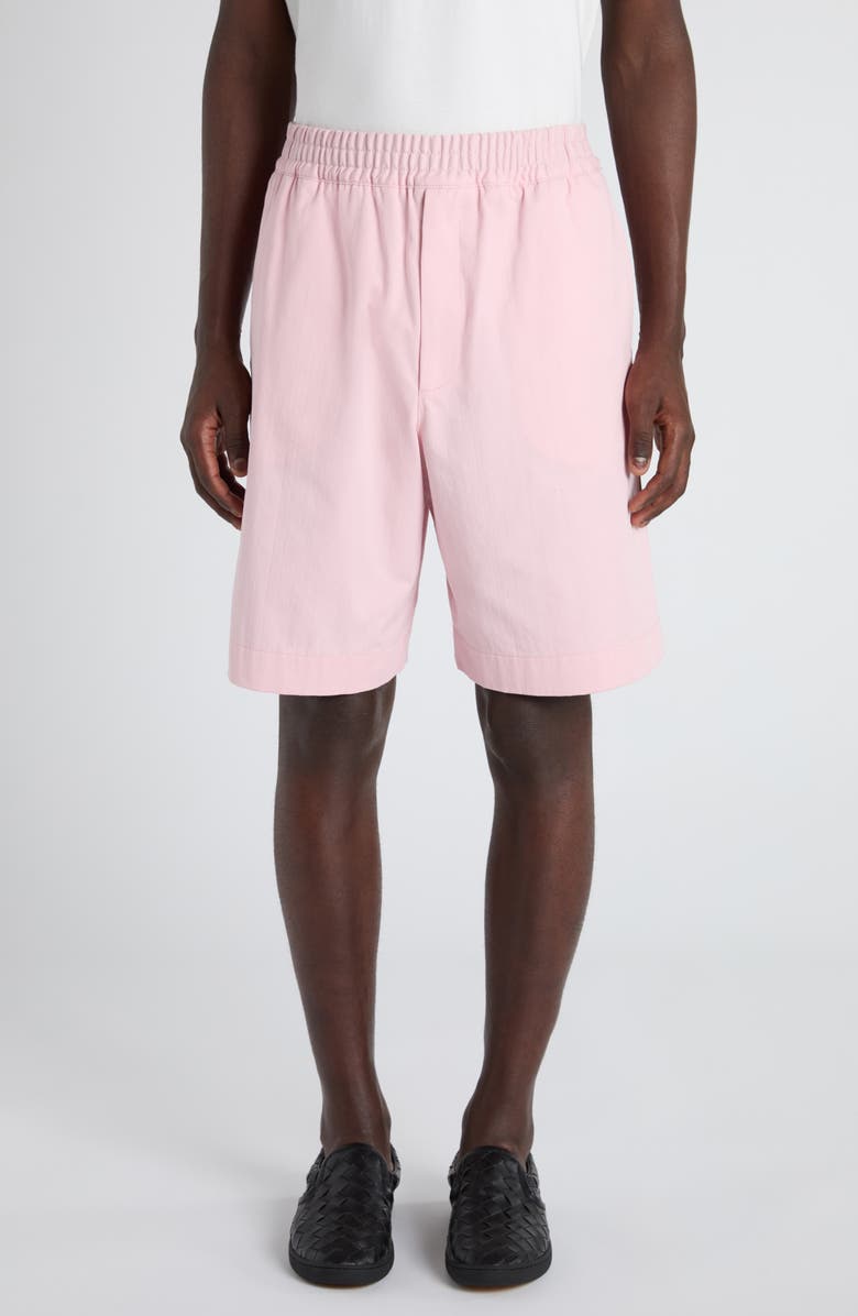 Bottega Veneta Cotton Twill Shorts, Main, color, Camelia