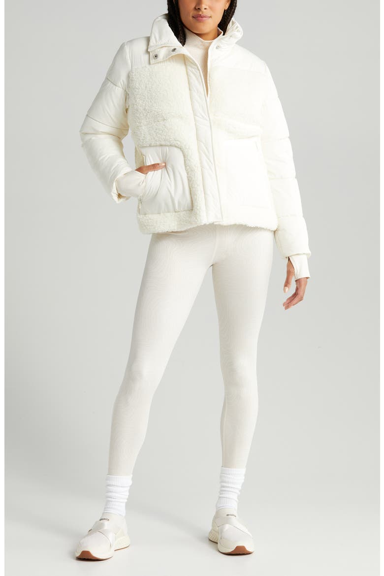 Hybrid Faux Shearling Puffer Jacket, Alternate, color, IVORY EGRET