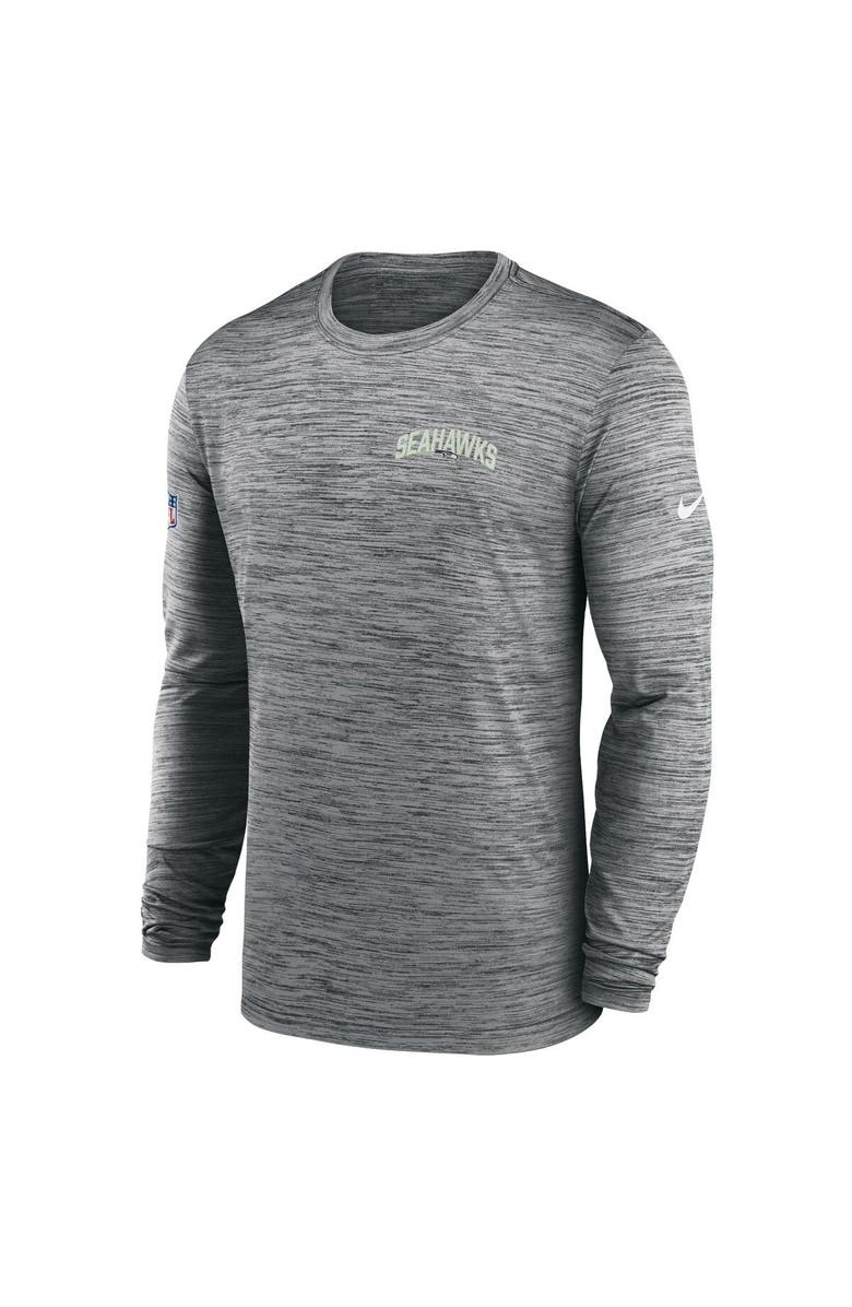 Nike Men's Nike Gray Seattle Seahawks Sideline Velocity Athletic Stack Performance Long Sleeve T-Shirt, Alternate, color, Gray