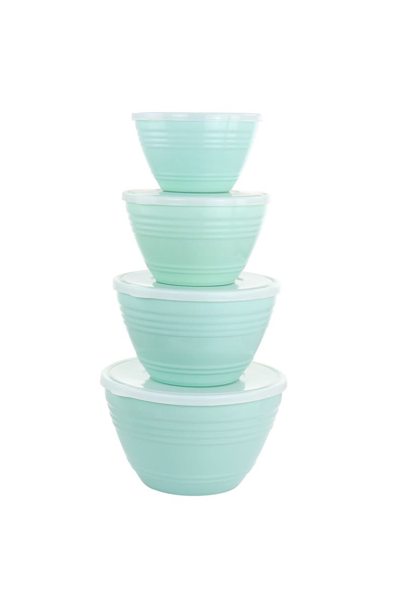 MARTHA STEWART Plastic Bowl Set 8 piece with Lids, Alternate, color, Turquoise