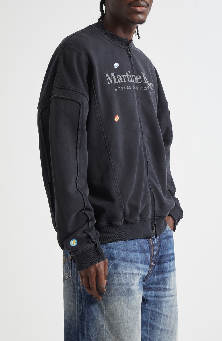 Martine Rose Zip Up Crewneck Graphic Sweatshirt, Alternate, color, 