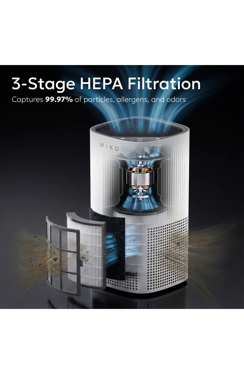 MIKO A-200 Air Purifier with HEPA Filtration and Aromatherapy 600 Sq Ft, Alternate, color, White
