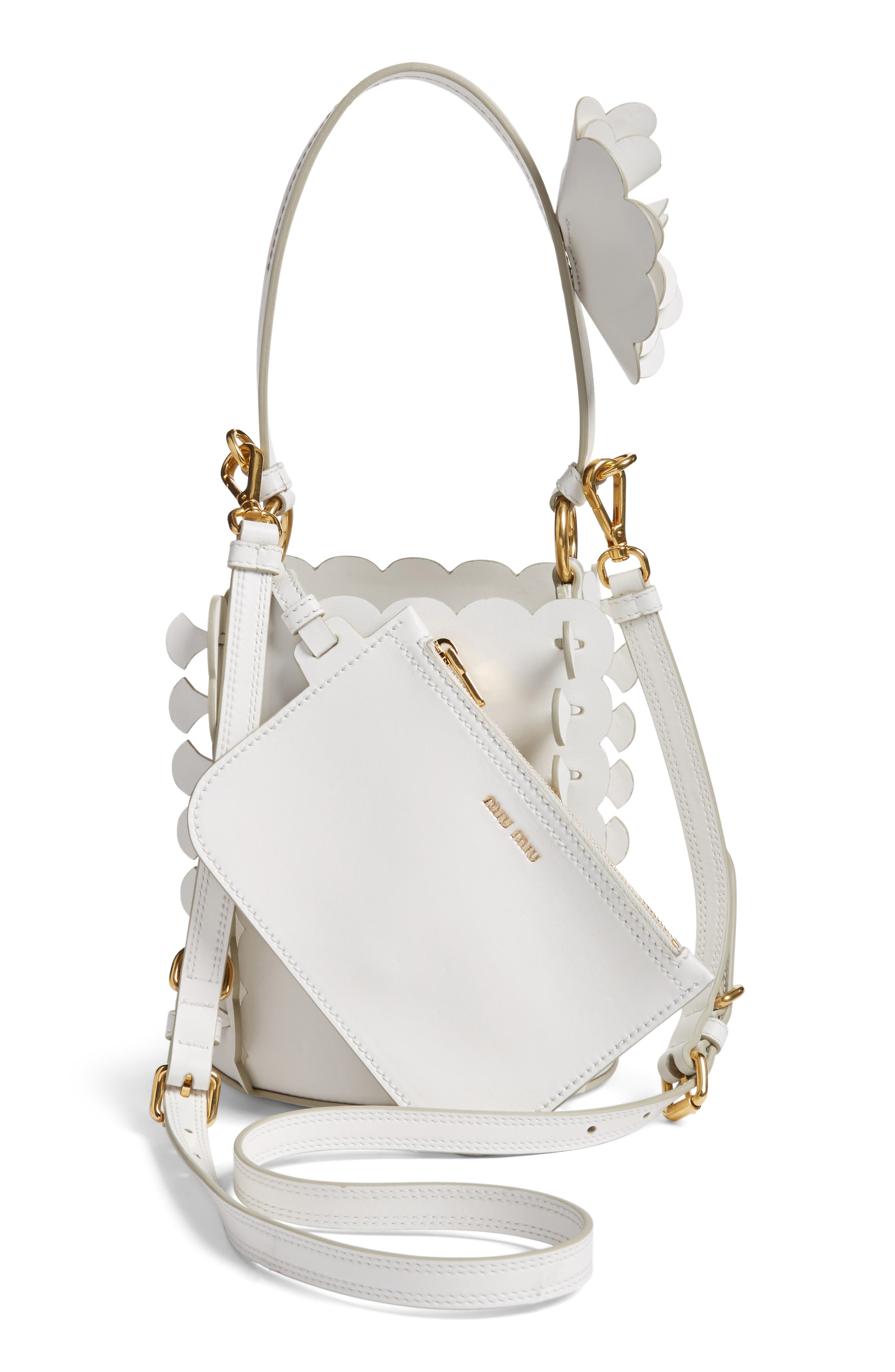 Miu Miu Leather Bucket Bag, Alternate, color, 