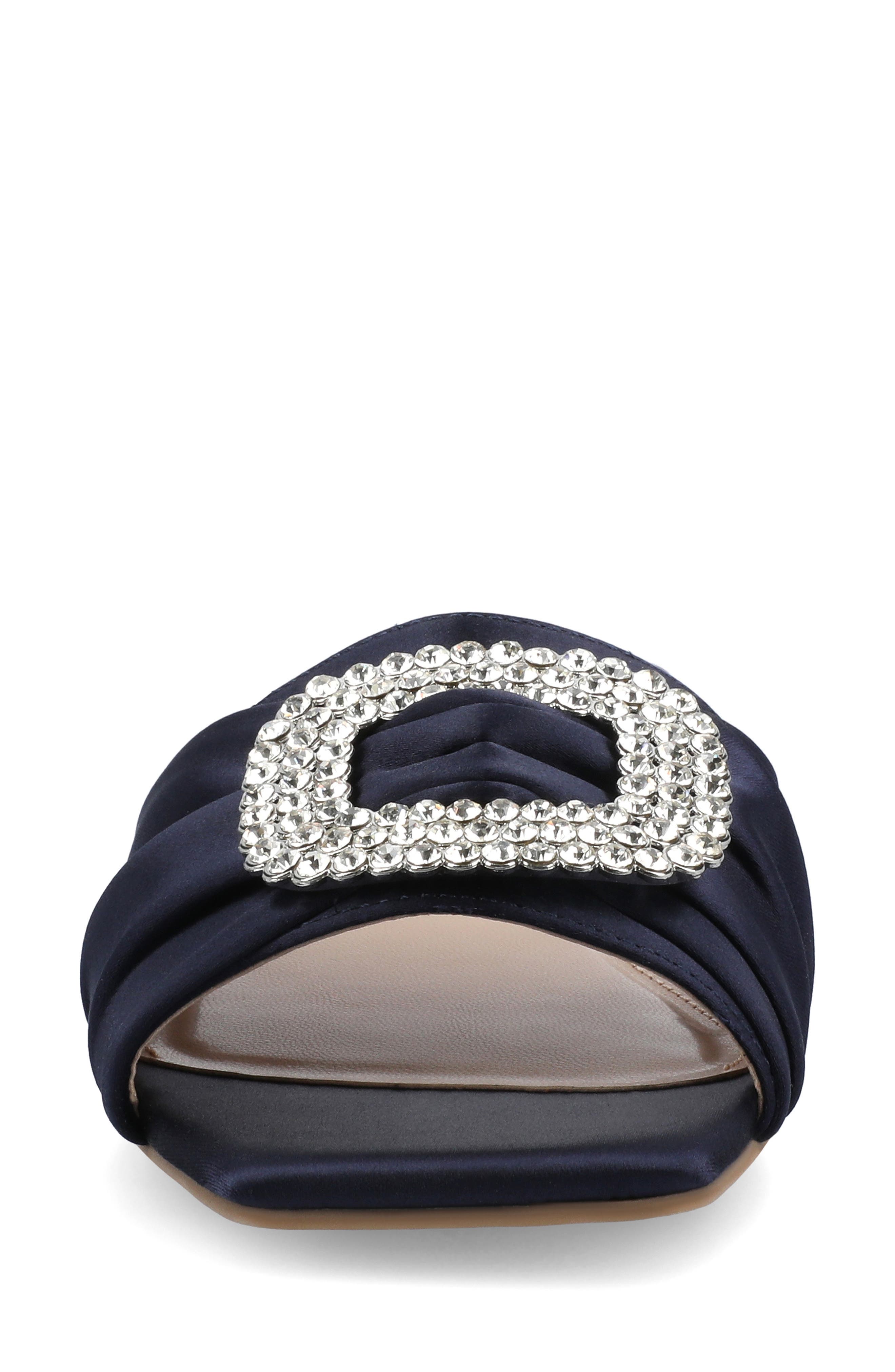 Flavia Rhinestone Buckle Slide Sandal, Alternate, color, NAVY